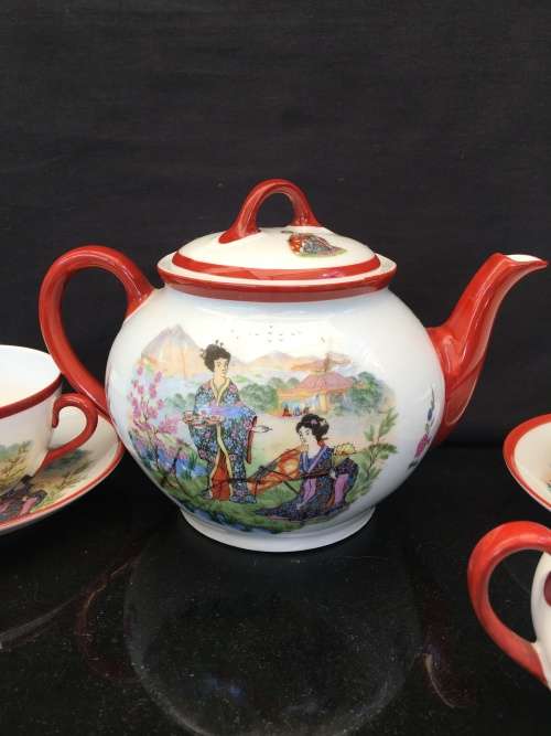 RARE EARLY 1900s TAKITO FINE CHINA TEA SET PORCELAIN GEISHA GIRLS 15 PC