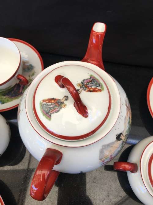 RARE EARLY 1900s TAKITO FINE CHINA TEA SET PORCELAIN GEISHA GIRLS 15 PC