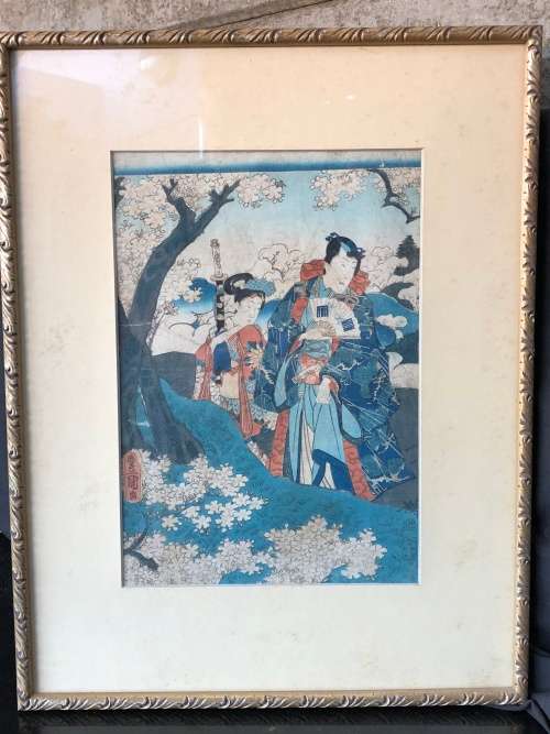 INVESTMENT ART !!! MASTER ARTIST UTAGAWA KUNISADA (TOYOKUNI III) (1786 - 1865 )  ORIGINAL WOODBLOCK