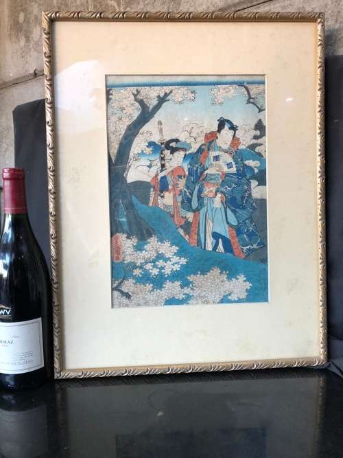 INVESTMENT ART !!! MASTER ARTIST UTAGAWA KUNISADA (TOYOKUNI III) (1786 - 1865 )  ORIGINAL WOODBLOCK