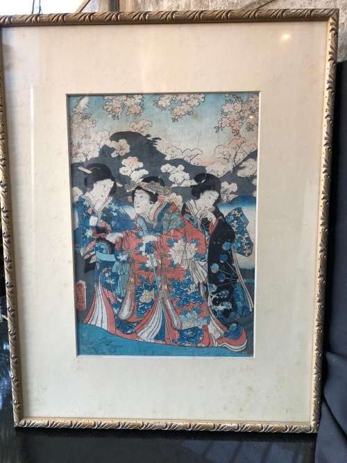 INVESTMENT ART !!! MASTER ARTIST UTAGAWA KUNISADA (TOYOKUNI III) (1786 - 1865 )  ORIGINAL WOODBLOCK