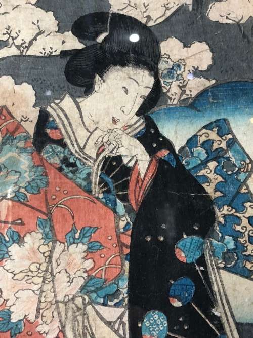 INVESTMENT ART !!! MASTER ARTIST UTAGAWA KUNISADA (TOYOKUNI III) (1786 - 1865 )  ORIGINAL WOODBLOCK