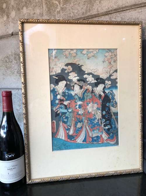 INVESTMENT ART !!! MASTER ARTIST UTAGAWA KUNISADA (TOYOKUNI III) (1786 - 1865 )  ORIGINAL WOODBLOCK