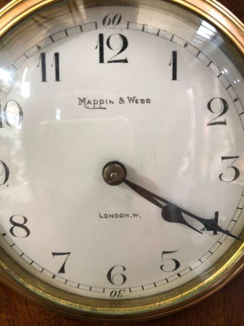 WOW !!! STUNNING MAPPIN & WEBB MAHOGANY CASED INLAID MANTLE / TABLE CLOCK - WORKING 100 %