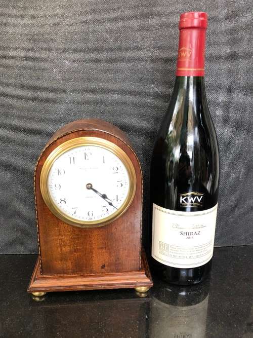 WOW !!! STUNNING MAPPIN & WEBB MAHOGANY CASED INLAID MANTLE / TABLE CLOCK - WORKING 100 %