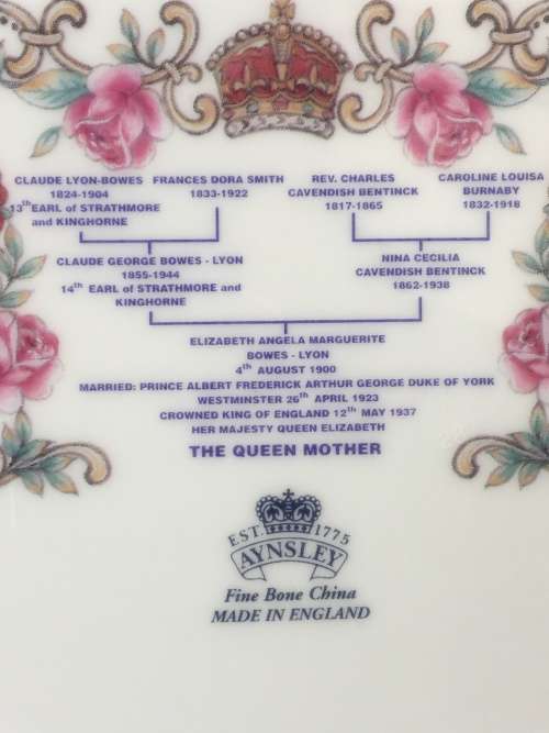 Aynsley Fine Bone China England Large 27 cm Display Plate" Queen Elizabeth Queen Mothers 100 Bday