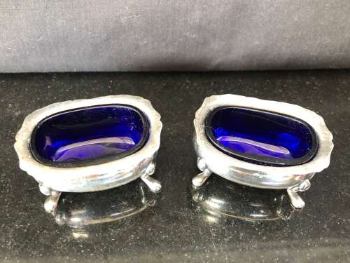 WOW !!! STUNNING PAIR OF SILVERPLATE OPEN SALTS BY JOHN COLLYER BIRMINGHAM - CLEARLY MARKED