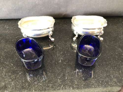 WOW !!! STUNNING PAIR OF SILVERPLATE OPEN SALTS BY JOHN COLLYER BIRMINGHAM - CLEARLY MARKED