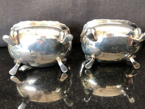 WOW !!! STUNNING PAIR OF SILVERPLATE OPEN SALTS BY JOHN COLLYER BIRMINGHAM - CLEARLY MARKED