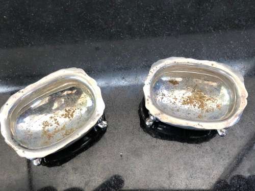 WOW !!! STUNNING PAIR OF SILVERPLATE OPEN SALTS BY JOHN COLLYER BIRMINGHAM - CLEARLY MARKED
