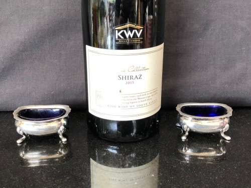 WOW !!! STUNNING PAIR OF SILVERPLATE OPEN SALTS BY JOHN COLLYER BIRMINGHAM - CLEARLY MARKED