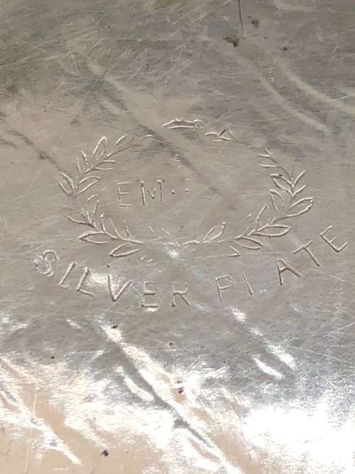 WOW !!! STUNNING ROUND SILVER PLATED PIERCED GALLERY TRAY MARKED EMESS