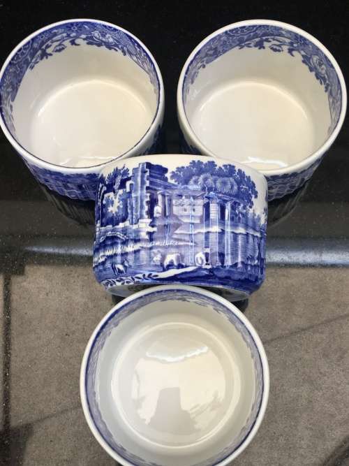 Lot Absolutely Beautiful Spode Blue Italian Ramekins Printed from Hand Engraved Copper Plates.