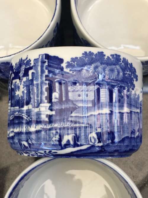 Lot Absolutely Beautiful Spode Blue Italian Ramekins Printed from Hand Engraved Copper Plates.