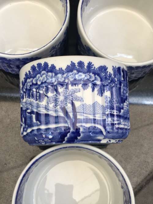 Lot Absolutely Beautiful Spode Blue Italian Ramekins Printed from Hand Engraved Copper Plates.