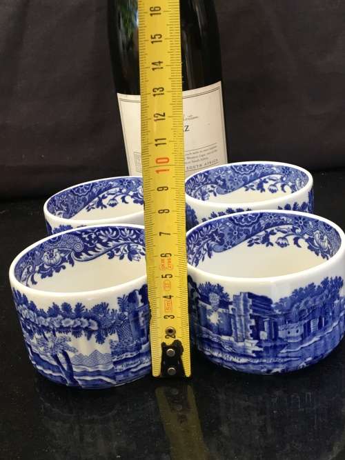 Lot Absolutely Beautiful Spode Blue Italian Ramekins Printed from Hand Engraved Copper Plates.