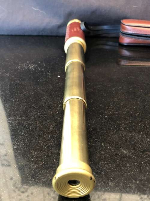 Vintage Copitar Brass and Leather Spyglass, Telescope, Monocular, 25 x 30mm In the original case