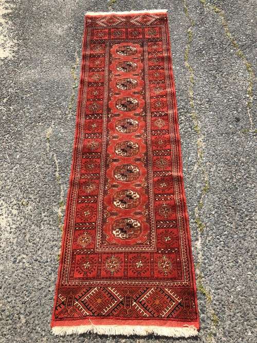 WOW !!! FANTASTIC PURE WOOL HAND KNOTTED TURKOMAN PERSIAN RUNNER 2000 X 570mm