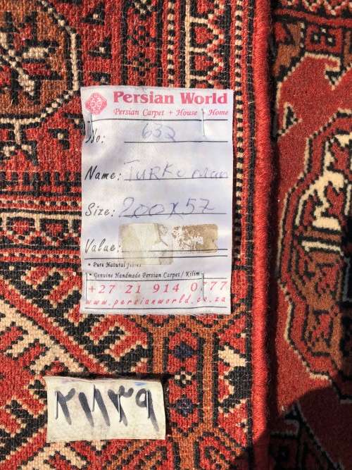 WOW !!! FANTASTIC PURE WOOL HAND KNOTTED TURKOMAN PERSIAN RUNNER 2000 X 570mm