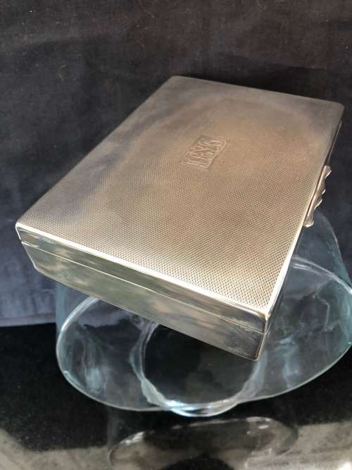 Art Deco Silver Plated Aristocrat Cigarette Box, Keepsake Box, Double Compartment , Cedar Wood Lined