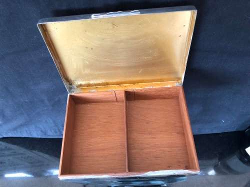 Art Deco Silver Plated Aristocrat Cigarette Box, Keepsake Box, Double Compartment , Cedar Wood Lined