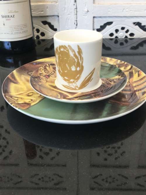 Stunning Rare Collectible Vladimir Tretchikoff porcelain demitasse Trio, Lady from Orient.