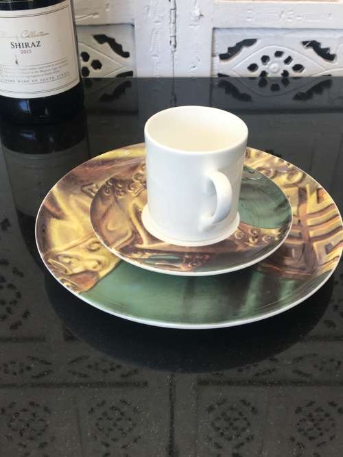 Stunning Rare Collectible Vladimir Tretchikoff porcelain demitasse Trio, Lady from Orient.