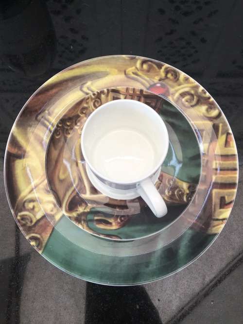Stunning Rare Collectible Vladimir Tretchikoff porcelain demitasse Trio, Lady from Orient.
