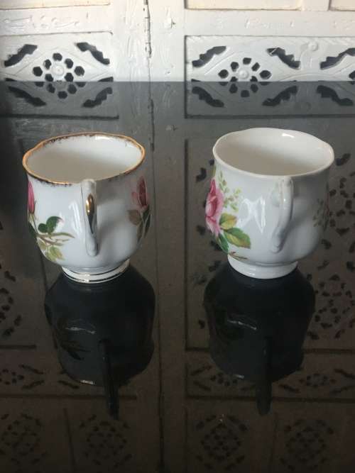 2 Rose Tea Cups By  Royal Albert " Anniversary Rose & American Beauty " 1 cup small chip