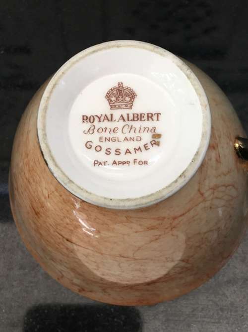 Wow!!! Collectors Rare  c1950s  Royal Albert Gossamer,Tan & Gold Gilt, Smooth Shape. Std Size.