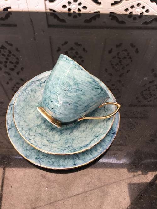 Wow!!! Collectors Rare  c1950s  Royal Albert Gossamer,Blue & Gold Gilt, Smooth Shape. Std Size.