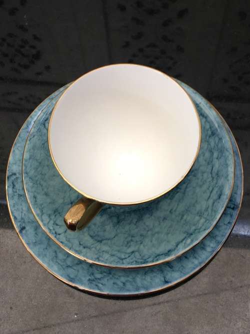 Wow!!! Collectors Rare  c1950s  Royal Albert Gossamer,Blue & Gold Gilt, Smooth Shape. Std Size.