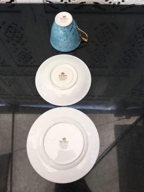 Wow!!! Collectors Rare  c1950s  Royal Albert Gossamer,Blue & Gold Gilt, Smooth Shape. Std Size.