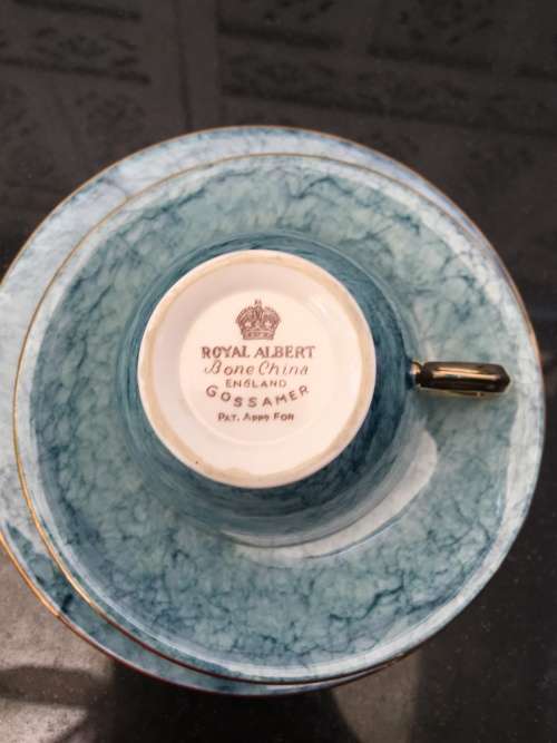 Wow!!! Collectors Rare  c1950s  Royal Albert Gossamer,Blue & Gold Gilt, Smooth Shape. Std Size.