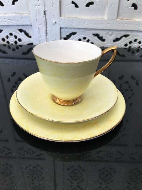 Wow!!! Collectors Rare  c1950s  Royal Albert Gossamer,Yellow & Gold Gilt, Smooth Shape. Std Size.