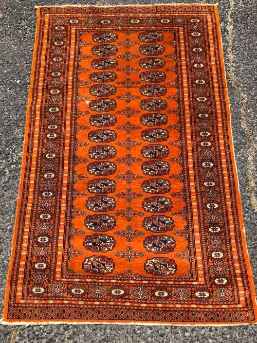 WOW !!! BEAUTIFUL NICELY WORN PURE WOOL HAND KNOTTED VINTAGE BOKHARA PERSIAN CARPET 1530 X 940mm
