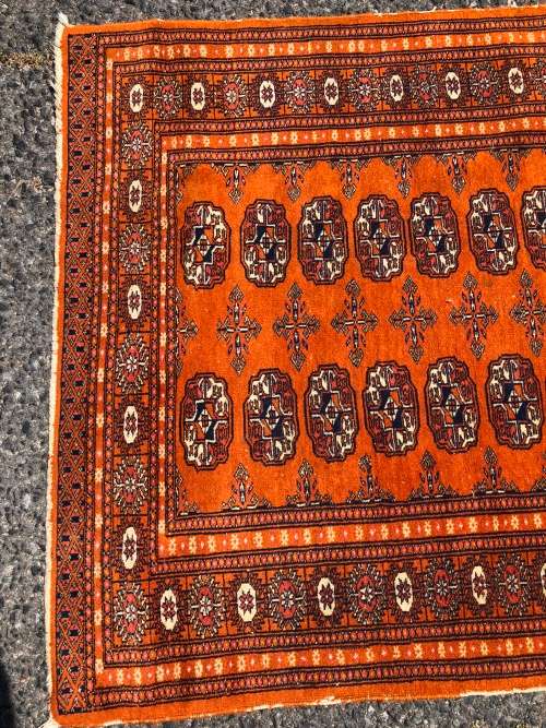 WOW !!! BEAUTIFUL NICELY WORN PURE WOOL HAND KNOTTED VINTAGE BOKHARA PERSIAN CARPET 1530 X 940mm