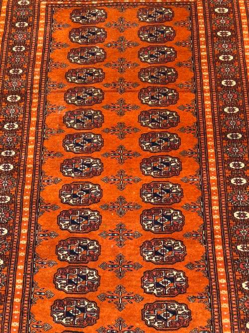 WOW !!! BEAUTIFUL NICELY WORN PURE WOOL HAND KNOTTED VINTAGE BOKHARA PERSIAN CARPET 1530 X 940mm