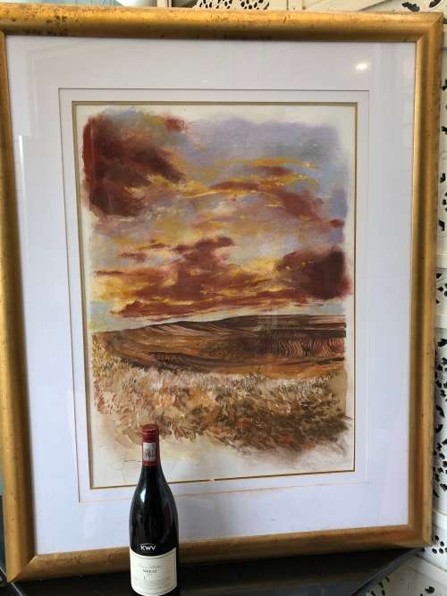 WOW !!! SA ARTIST - JAN VISSER STUNNING LARGE FRAMED LANDSCAPE MIXED MEDIA - INVESTMENT ART