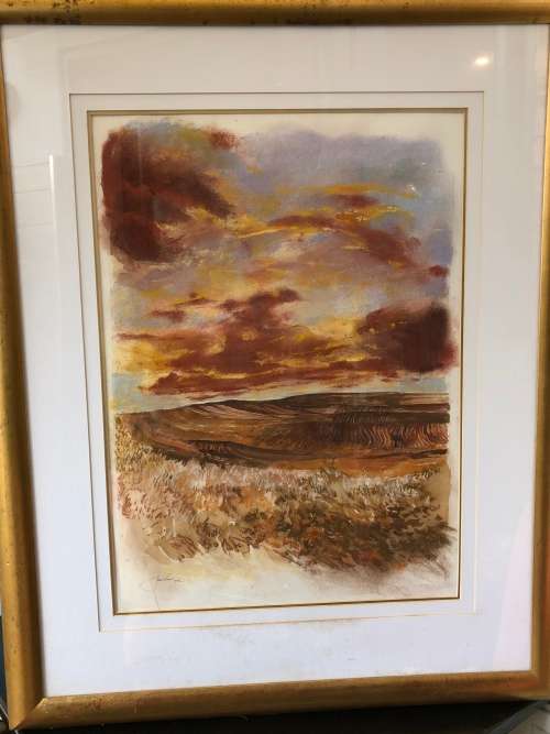 WOW !!! SA ARTIST - JAN VISSER STUNNING LARGE FRAMED LANDSCAPE MIXED MEDIA - INVESTMENT ART