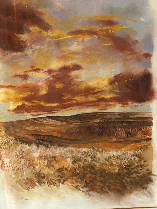 WOW !!! SA ARTIST - JAN VISSER STUNNING LARGE FRAMED LANDSCAPE MIXED MEDIA - INVESTMENT ART
