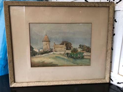 WOW !!! STUNNING OLD WATER COLOR PAINTING OF DORSET DATED 1933 BY E.THOMPSON (1846 - 1933) UK