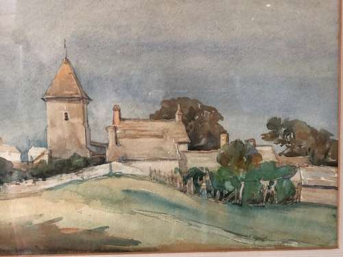 WOW !!! STUNNING OLD WATER COLOR PAINTING OF DORSET DATED 1933 BY E.THOMPSON (1846 - 1933) UK