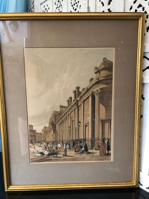 WOW !! STUNNING OLD LITHOGRAPH BY T.S.BOYS (1803 -1874) - THE BANK LOOKING TOWARDS THE MANSION HOUSE