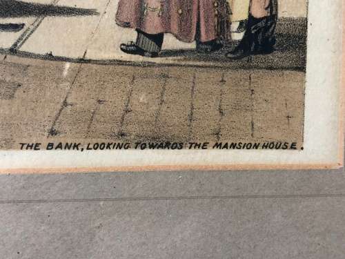 WOW !! STUNNING OLD LITHOGRAPH BY T.S.BOYS (1803 -1874) - THE BANK LOOKING TOWARDS THE MANSION HOUSE
