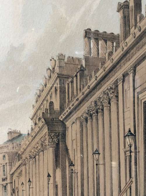 WOW !! STUNNING OLD LITHOGRAPH BY T.S.BOYS (1803 -1874) - THE BANK LOOKING TOWARDS THE MANSION HOUSE