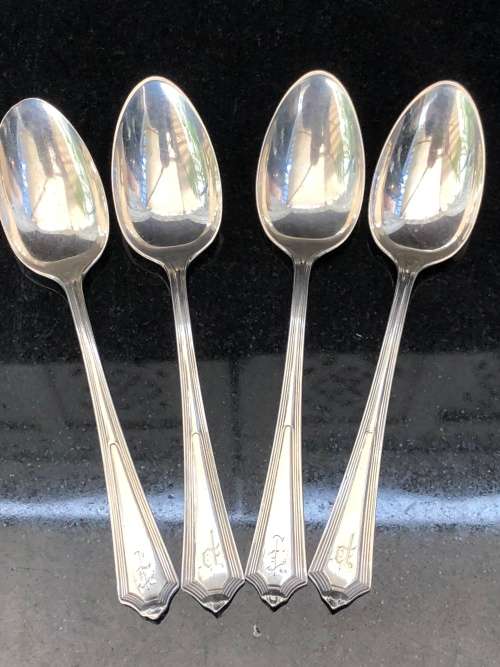 STUNNING ANTIQUE SET OF 4 HALLMARKED GORHAM STERLING SILVER TEA SPOONS circa 1911 - CLEARLY MARKED