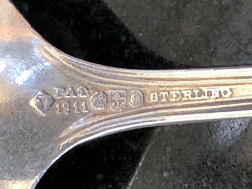 STUNNING ANTIQUE SET OF 4 HALLMARKED GORHAM STERLING SILVER TEA SPOONS circa 1911 - CLEARLY MARKED