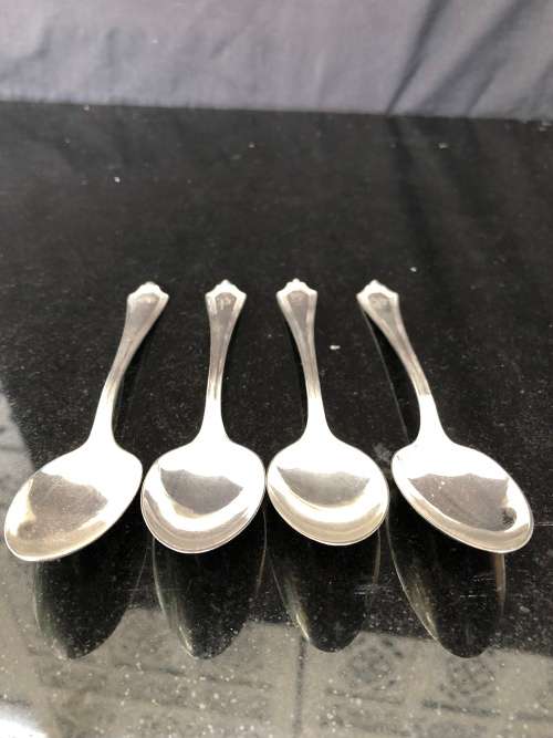 STUNNING ANTIQUE SET OF 4 HALLMARKED GORHAM STERLING SILVER TEA SPOONS circa 1911 - CLEARLY MARKED