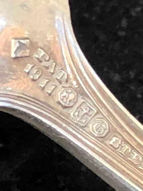 STUNNING ANTIQUE SET OF 4 HALLMARKED GORHAM STERLING SILVER TEA SPOONS circa 1911 - CLEARLY MARKED